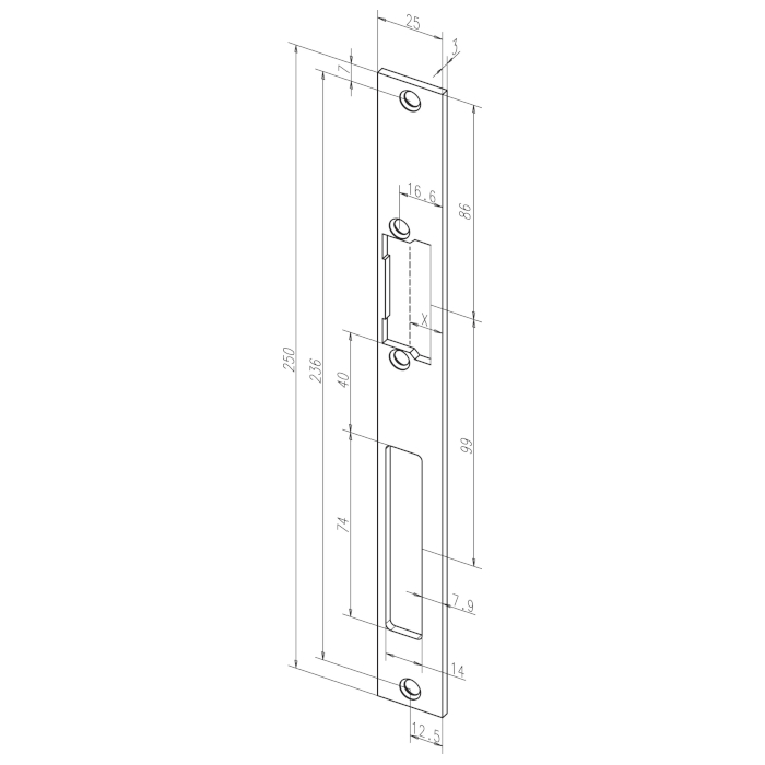 Frontale Eff Eff lungo inox ProFix serie 60B