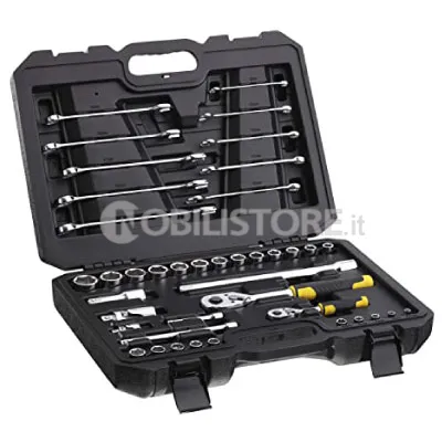 Set 41 pezzi Stanley chiavi a bussola 1/4" e 1/2" e chiavi combinate