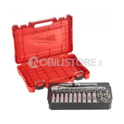 Set 28 pezzi cricchetti e bussole da 1/2" Milwaukee