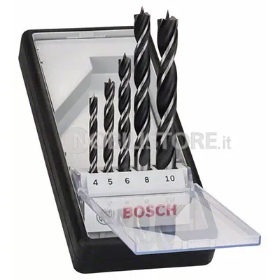 Set 5 punte Bosch Robust Line elicoidali per legno