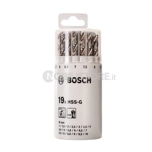 Set 19 punte per metallo Bosch HSS-G DIN 338