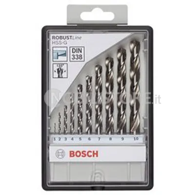 Set 10 punte per metallo Bosch HSS-G DIN 338 Robust Line