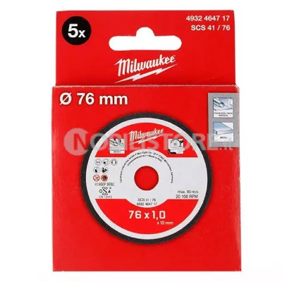 Disco da taglio Milwaukee 76 mm confezione da 5 pezzi