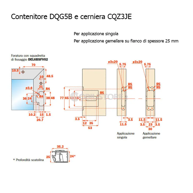 Contenitore DQG5B con cerniera CQZ3JE