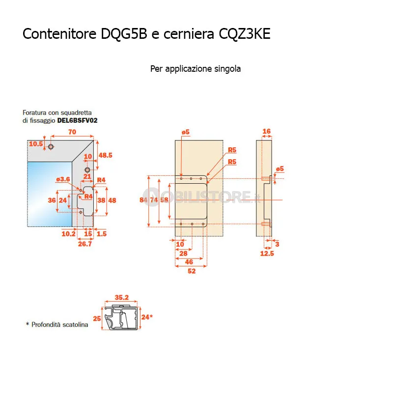 Contenitore DQG5B con cerniera CQZ3KE