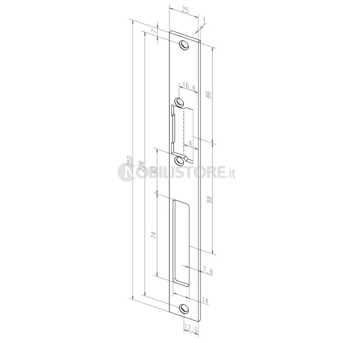 Frontale Eff Eff lungo inox ProFix serie 60B