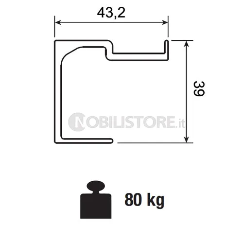 Profilo fissaggio binario Koblenz 0500 80 kg
