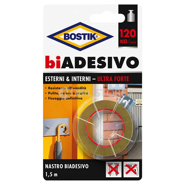 Nastro biadesivo Bostik Esterni&Interni 19 mm