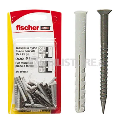 Tassello Fischer N 4-35 K con vite per battiscopa