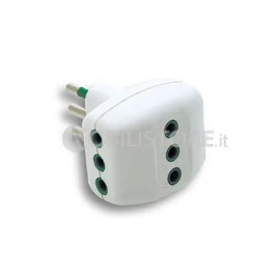 Adattatore triplo - spina 2P+T 10A - Prese 2P+T 10A