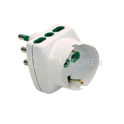 Adattatore triplo - spina verticale 2P+T 16A - Prese 2P+T 16A bipasso + 1 bipasso/standard tedesco sistema brevettato VERTICAL SYSTEM