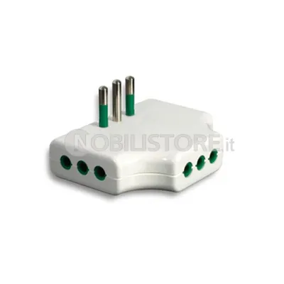 Adattatore triplo piatto - spina 2P+T 10A - prese 2P+T 10A