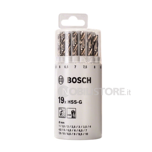 Set 19 punte per metallo Bosch HSS-G DIN 338