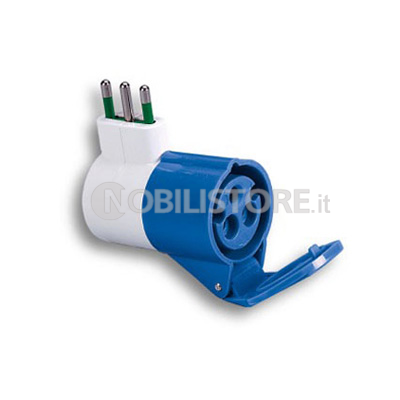 Adattatore industriale da spina 2P+T 16A a presa 2P+T 16A CEE blu