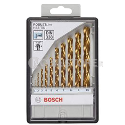 Set 10 punte per metallo Bosch HSS-TiN DIN 338