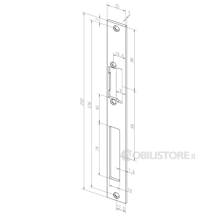 Frontale Eff Eff lungo inox ProFix serie 60B
