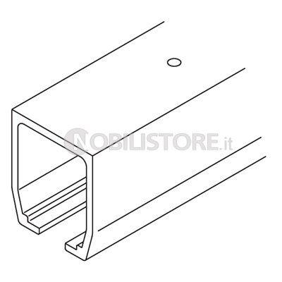 Binario HAWA-Junior 160 in alluminio anodizzato argento, forato
