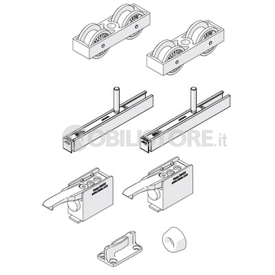 Guarnitura HAWA-Junior 80/B NEW con bullone prolungato per una porta scorrevole fino a 80 kg